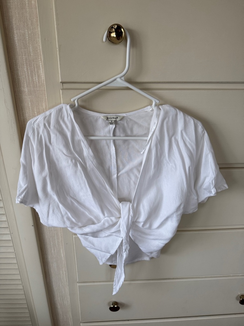 Unbranded White Tie-Front Crop Top